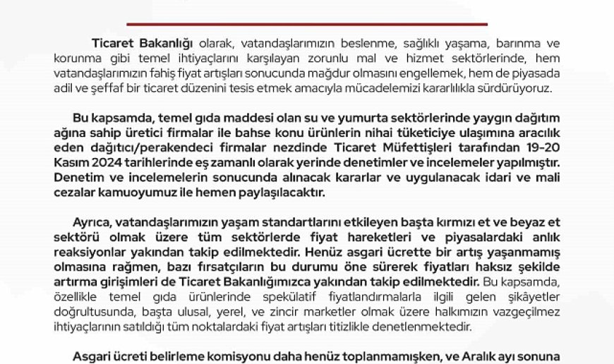 Bakanlıktan gıda ve temel ihtiyaç ürünlerine denetim artışı