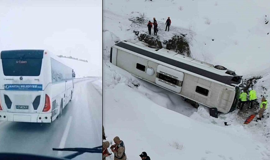 Erzincan'da kaza yapan otobüsün kaza yapmadan saniyeler öncesi görüntüsü ortaya çıktı