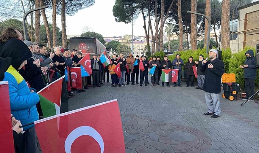 Ordu'da vatandaşlar yeni yılın ilk sabahında Gazze için toplandı