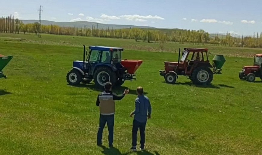 Bayburt'un meralarında gübreleme çalışması yapılıyor
